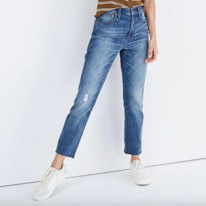Madewell The High-Rise Slim Boyjean in Dover Wash: Raw-Hemmed Edition